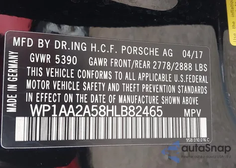 2017 Porsche Macan from USA, damaged, VIN WP1AA2A58HLB82465